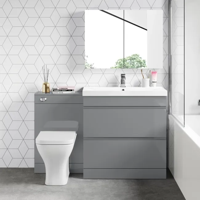 Trent Stone Grey Combination Basin Drawer and Atlanta Toilet 1300mm