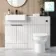 Sicily Fluted Coastal White Combination Vanity Basin and Miami Toilet 1200mm - Black Accents