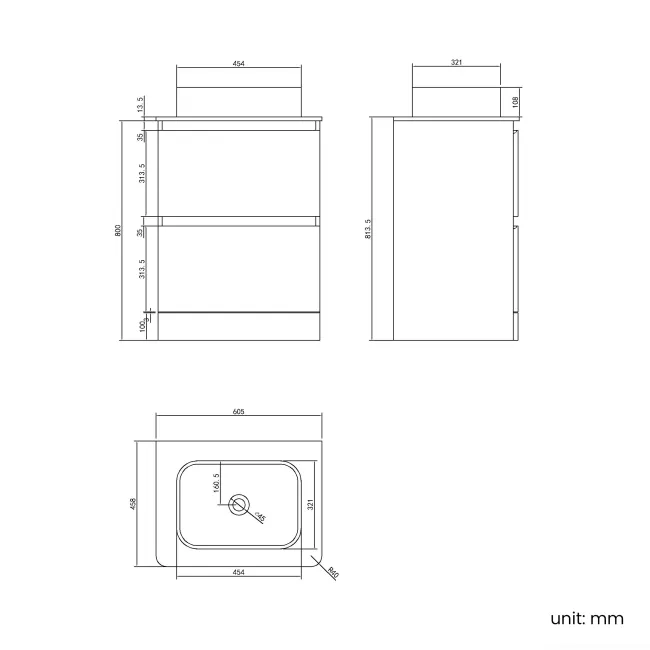 100% Waterproof - Corsica Gloss White PVC Vanity Drawer with Marble Top & Marin Basin 600mm