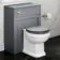 Hudson Traditional Dove Grey Wooden Soft Close Seat with Brushed Brass Hinges