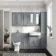 Monaco Dove Grey Floor Standing Tall Cabinet Unit 1900x300mm - Brass Knurled Handles