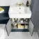 Monaco Inky Blue Combination Vanity Basin and Boston Toilet 1200mm - Brass Knurled Handles