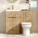 Havana Fluted Country Oak Combination Vanity Basin and Miami Toilet 1000mm - Brushed Brass Accents