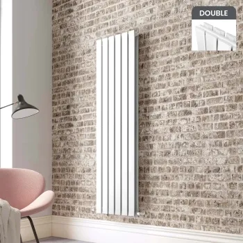 Faro White Double Flat Panel Vertical Radiator 1600x420mm