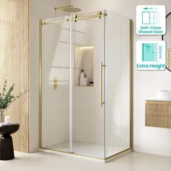 Prague Brushed Brass 8mm Sliding Shower Enclosure 1200x700mm