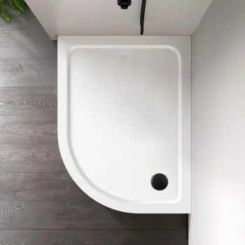 London Offset Quadrant Stone Shower Tray 1200x800mm - Right Handed & Riser Kit