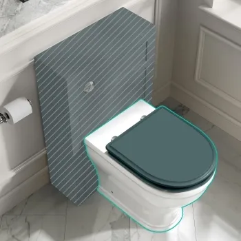 Kansas Traditional Rimless Back To Wall Toilet With Midnight Green Wooden Seat