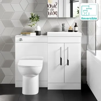 Avon Gloss White Combination Vanity Basin and Aruba Toilet 1000mm