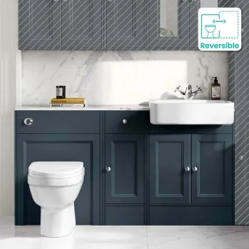 Monaco Inky Blue Combination Vanity Basin with Marble Top and Seattle Toilet 1500mm