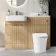 Sicily Fluted Country Oak Combination Vanity Basin and Tucson Toilet 1200mm - Chrome Handles - Left Handed