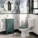 Bermuda Midnight Green Cloakroom Basin Vanity 400mm - Brass Knurled Handles