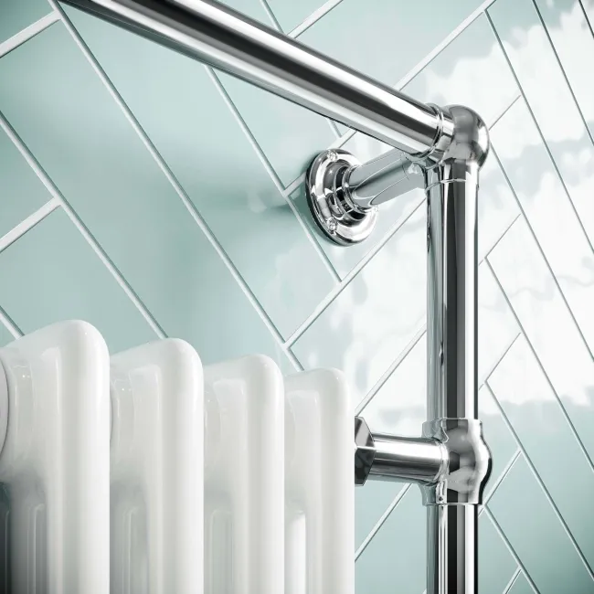 Gibraltar Slimline Small White Traditional Heated Towel Radiator (Flat Top Rail)