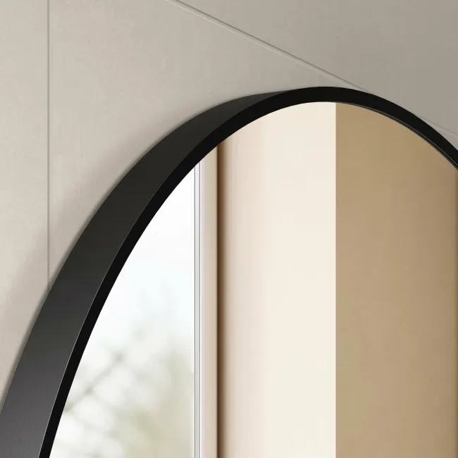 Essence Black Framed Round Bathroom Mirror 500mm