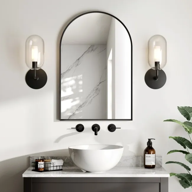 Rory Matt Black Arched Mirror 750x500mm
