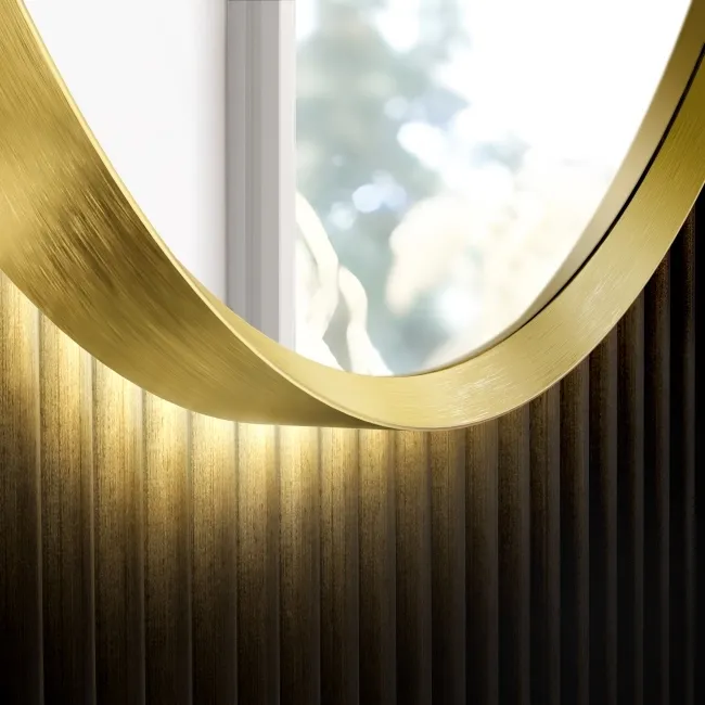 Paris Brushed Brass Round Backlit Illuminated LED Mirror 500mm