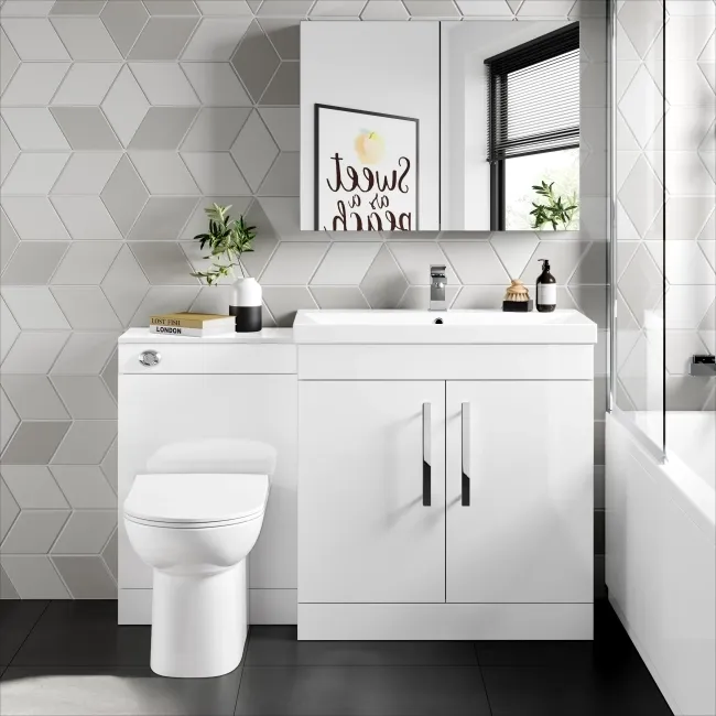 Avon Gloss White Combination Vanity Basin and Aruba Toilet 1300mm