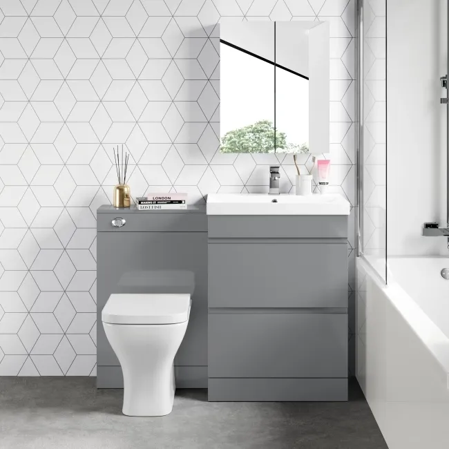 Trent Stone Grey Combination Basin Drawer and Atlanta Toilet 1100mm