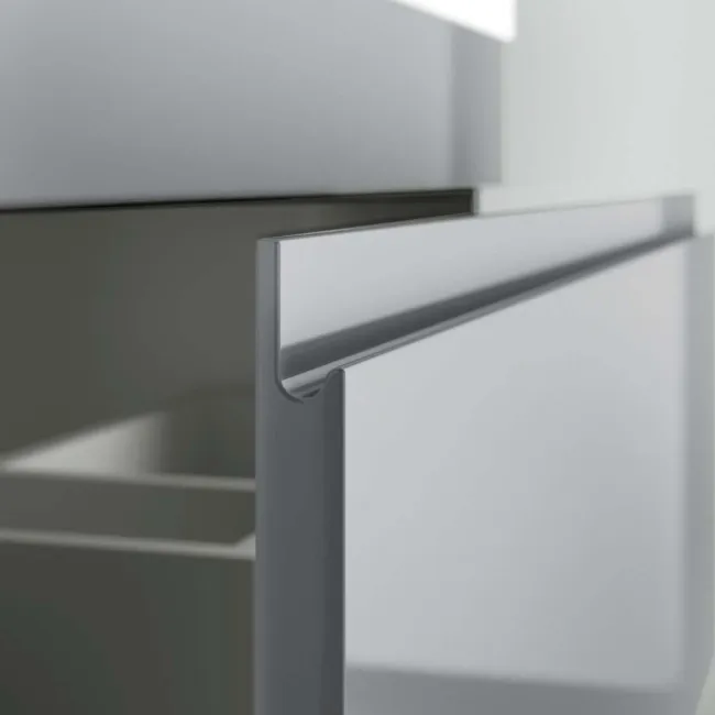 Trent Stone Grey Double Wall Hung Drawer Vanity with Marble Top & Curved Counter Top Basin 1200mm