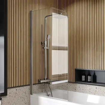 Linz Easy Clean 6mm Brushed Gunmetal Bath Screen - 800mm