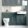 Monaco Midnight Green Combination Vanity Traditional Basin with Marble Top and Seattle Toilet 1500mm - Brass Knurled Handles
