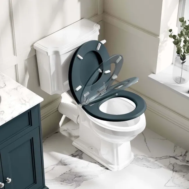 Hudson Traditional Inky Blue Wooden Soft Close Toilet Seat
