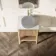 Maru Oak Wood Grain Vanity Cabinet 600mm with Matt White Stone Top - Basin Not Included