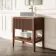 Maru Walnut Wood Grain Vanity Cabinet 800mm with Matt White Stone Top - Basin Not Included