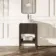 Maru Black Oak Wood Grain Vanity Cabinet 600mm with Matt White Stone Top - Basin Not Included