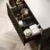 Maru Black Oak Wood Grain Vanity Cabinet 1400mm with Matt White Stone Top - Basin Not Included
