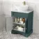 Lucia Midnight Green Vanity with Marble Top & Oval Counter Top Basin 640mm - Brushed Brass Accents