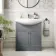 Capri Fog Grey Vanity with Semi Recessed Basin 750mm - Brushed Handles