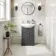 Capri Slate Grey Vanity with Semi Recessed Basin 550mm - Brushed Handles