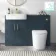 Harper Navy Blue Combination Vanity Basin and Boston Toilet 1200mm - Brushed Brass Accents