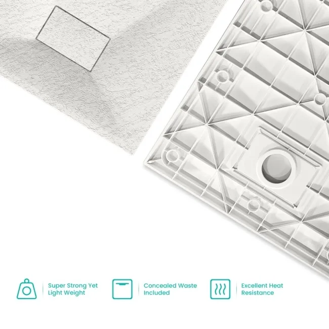 Berlin Rectangular Matt White Slate Effect SMC Composite Shower Tray 1500x900mm