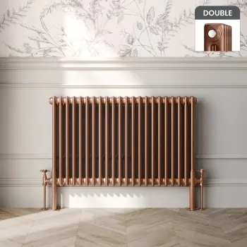 Athens Antique Copper Double Column Horizontal Traditional Radiator 600x1010mm