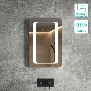 Arabella Battery Powered Illuminated LED Cloakroom Mirror 600x400mm