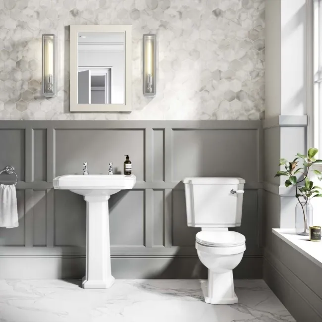 Hudson Traditional Pedestal Basin Double Tap Hole 570mm