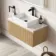 Malta Fluted Country Oak Wall Hung Drawer Vanity with Marble Top & Cody Basin 800mm