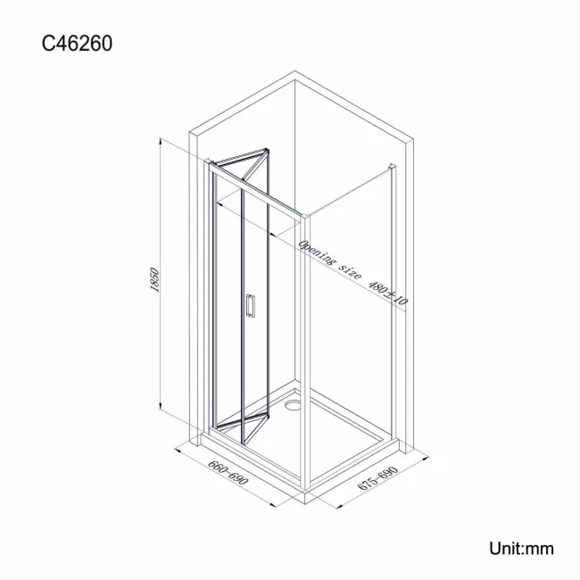 London 6mm Bifold Shower Enclosure 700x700mm