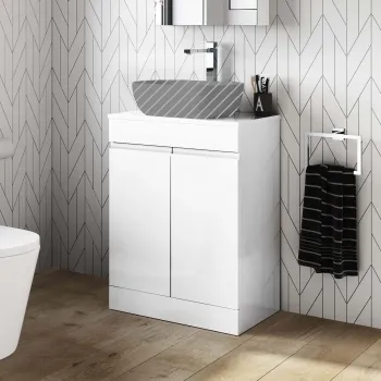 Trent Gloss White Cabinet 600mm - Excludes Counter Top Basin