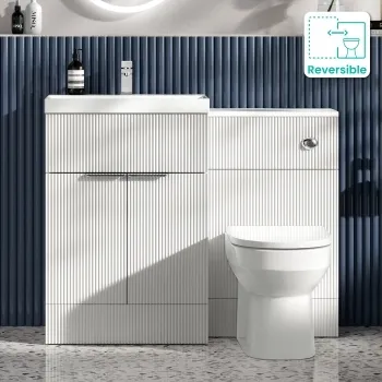 Havana Fluted Coastal White Combination Vanity Basin and Miami Toilet 1100mm - Chrome Handles
