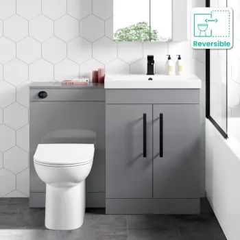 Avon Stone Grey Combination Vanity Basin and Aruba Toilet 1100mm - Black Accents