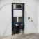 Idaho Pneumatic Wall Hung Toilet Frame and Concealed Cistern with Matt Black Flush Plate - Round Buttons