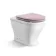 Kansas Traditional Rimless Back To Wall Toilet With Cashmere Pink Wooden Seat - Brushed Brass Hinges