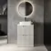 Crete Fluted Linen White Vanity Drawer with Marble Top & Marin Basin 600mm