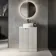 Crete Fluted Linen White Vanity with Marble Top & Nevis Basin 600mm