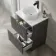 Crete Fluted Charcoal Elm Vanity Drawer with Marble Top & Nevis Basin 600mm