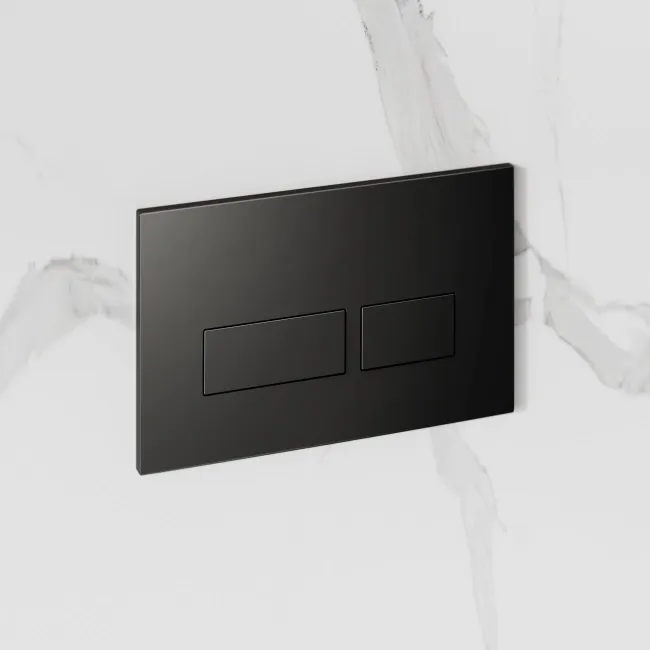Idaho Pneumatic Compact Top & Front Wall Hung Toilet Frame and Concealed Cistern with Matt Black Flush Plate - Square Buttons