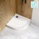 Doha Quadrant Gloss White Anti-Slip Stone Shower Tray 800x800mm & Riser Kit