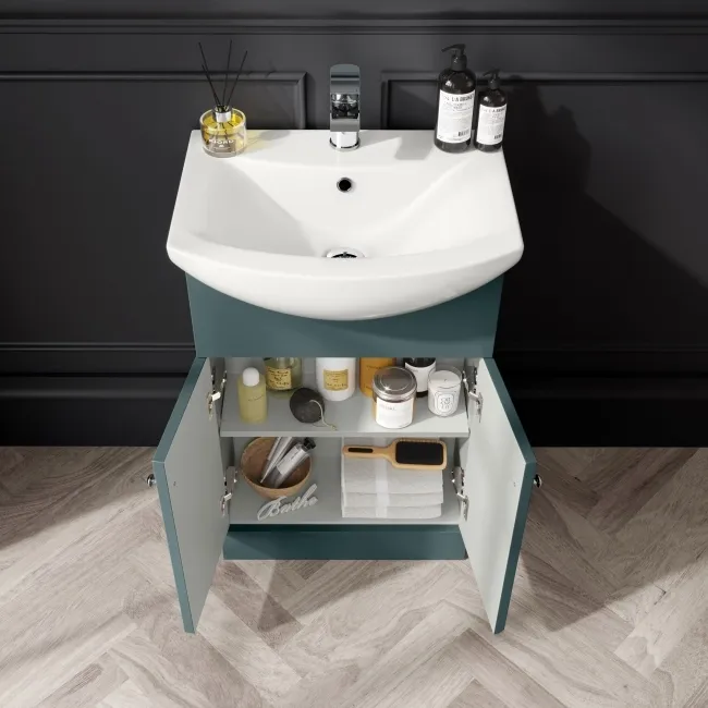 Capri Mystic Green Combination Vanity Basin and Aruba Toilet 1050mm - Chrome Handles